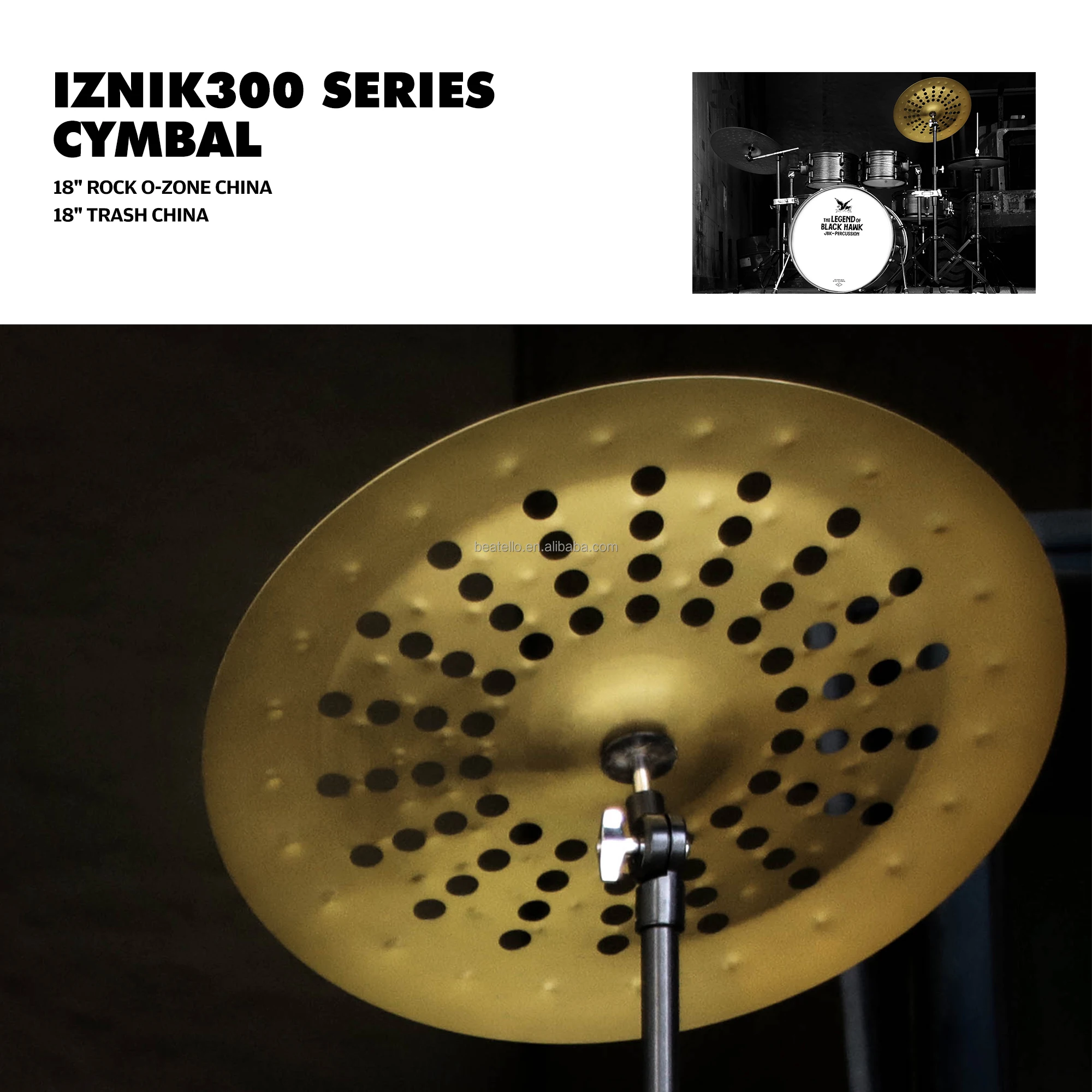 IZINK OEM Handmade 18 Inch Rock O-Zone Trash China Cymbals