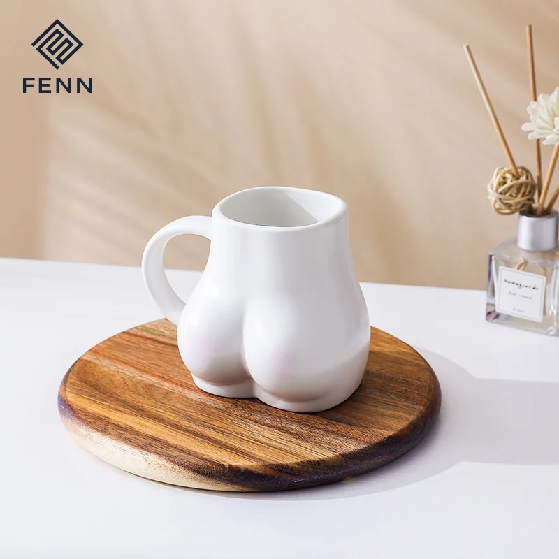 FENN Stylish Body Shaped Artistic Design Wholesale Ceramic Mug Custom Porcelain Dinnerware Matte White Mug Personalized for Gift