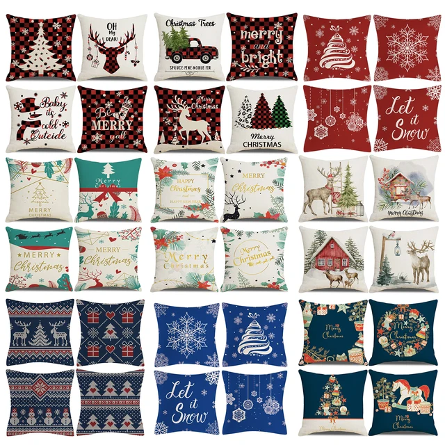 China Factory Printing Linen Fabric Cushion Cover Christmas Decor Wholesale Cushion CoversThrow Pillow Case