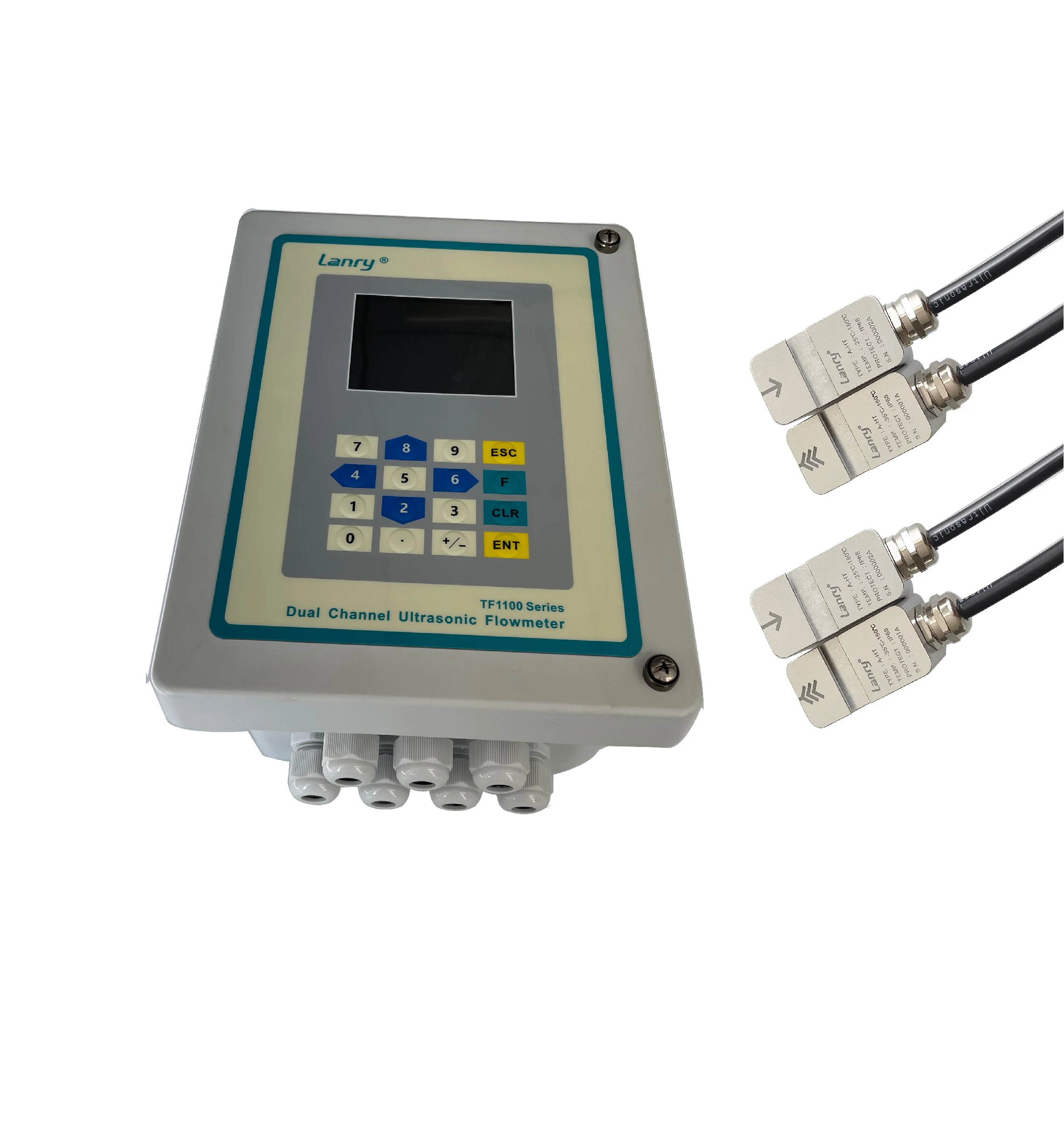 Dual Channels Non Intrusive Ultrasonic Flow Meter Wall Mounted Liquid ...