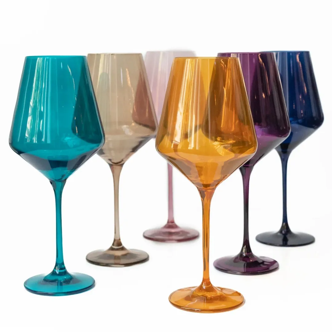 Top Seller 2023 Colored Wine Glass Set Italian Style Tall Stemmed Wine