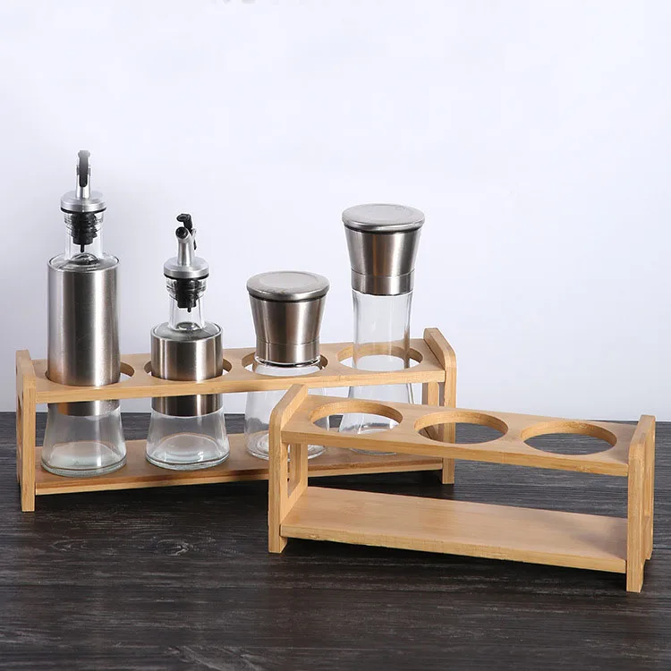 Из натурального бамбукового дерева масло косметика парфюмерия Диспенсер держатель с 3 - 4 отверстия для хранения бутылок сервировочный поднос стекло стол