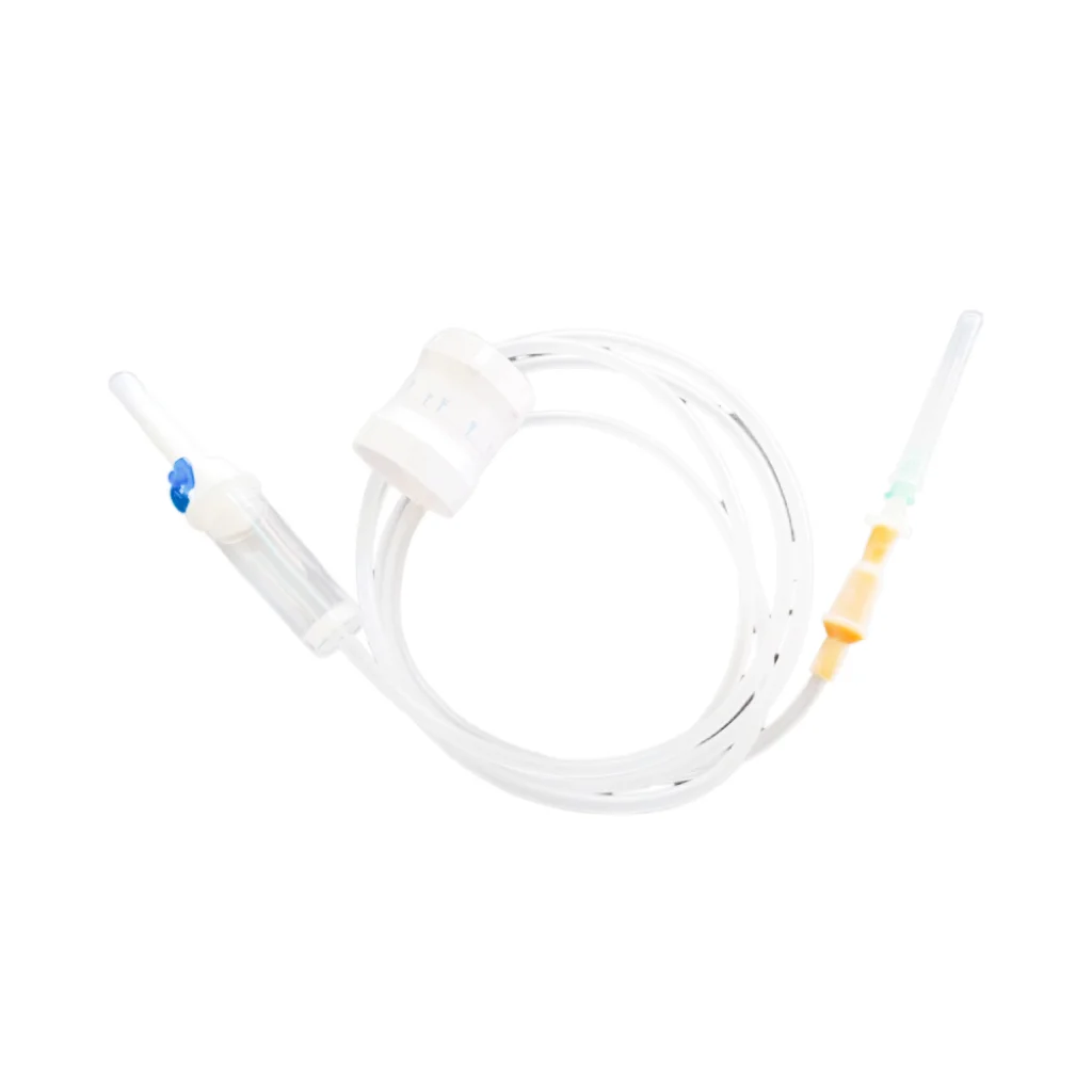 Disposable Infusion Set with Needle for IV Giving with Accurate extension tube IV flow regulator