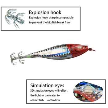 Cheery Luminous ABS Octopus Fishing Wobbler Colorful Artificial Glow Shrimp Squid Jigs for Ocean Boat Fishing – Metal Jig – view 5