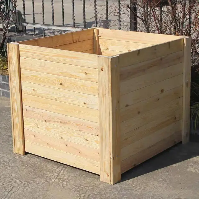 Wood Flower Box Outdoor Balcony Planting Flower Box Wooden Flower Bucket Garden Pot Rectangular Box