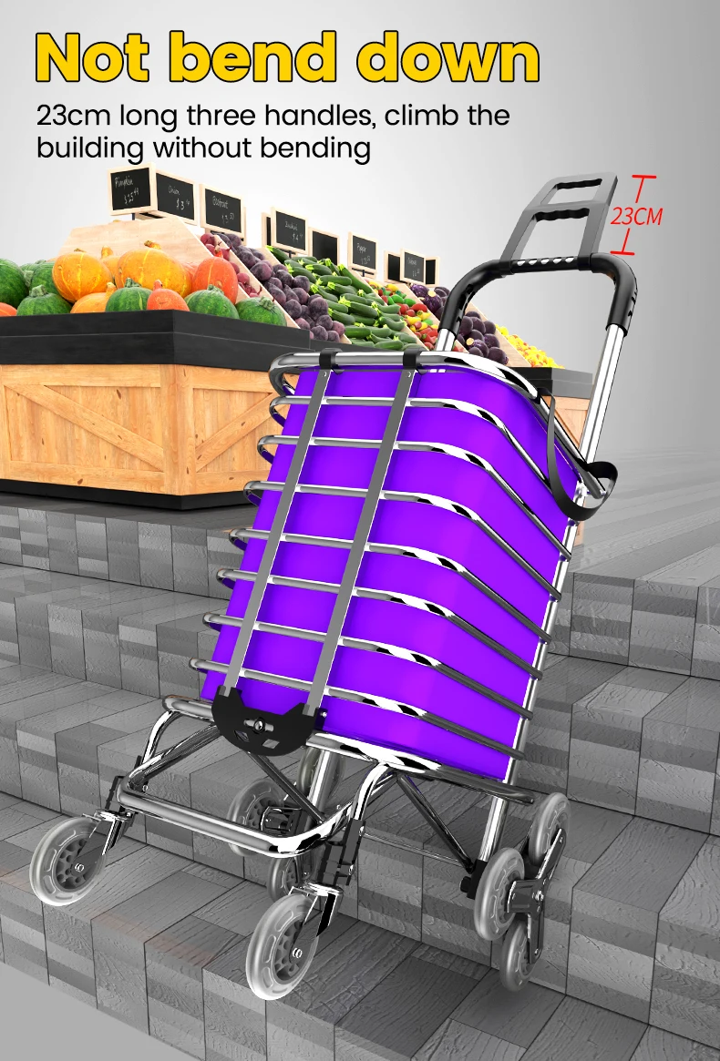 Folding Grocery Shopping Cart Laundry Basket Rolling Utility Cart With ...