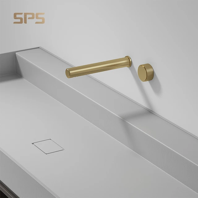 A2022 High End Manufacturer Modern Solid Brass Body Wall Mount Luxury Bathroom Basin Mixer Taps Faucets Water Saving Sink Faucet