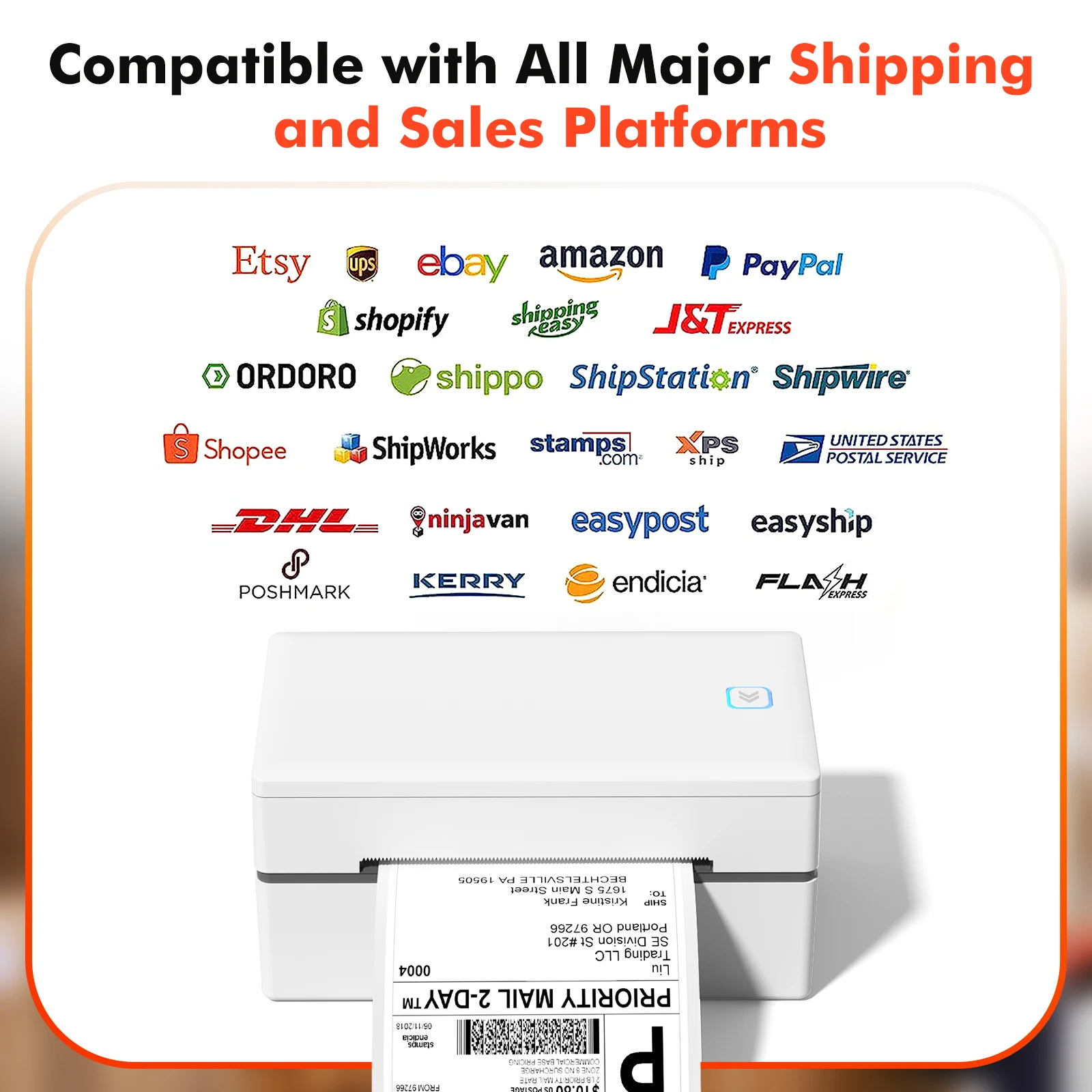 Luck Jingle  110mm Sticker Waybill Printer for Express Logistics 200dpi GD985 USB BT Shipping Barcod Printer