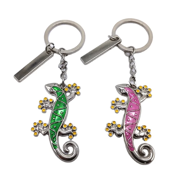 Porte-clés souvenir en métal avec logo personnalisé, gecko lézard, Barcelone, Espagne