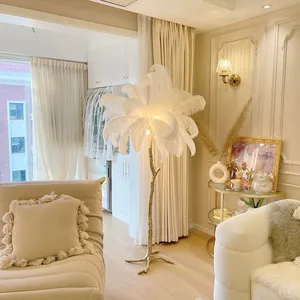 Modern Nordic Luxury Bedroom Living Room Resin Floor Light Led Standing Ostrich Feather Floor Lamp