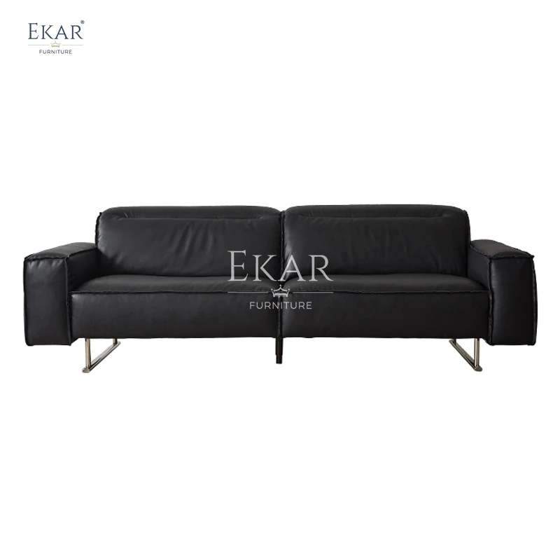 ดีไซน์ใหม่ Ekar โฟนห้องนั่งเล่นอเนกประสงค์โมเดิร์น โซฟาด้วยขาเหล็กดัดและหนัง nappa