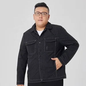 Spring and Autumn New Striped Pocket Large Light Luxury Men Patchwork Coat Lapel Shirt Custom