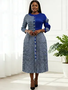 Miyake Pleated Midi Dress with Printed Double-Color Design Plus Size Eco-Friendly for Women Exuding Elegant Fitted Style