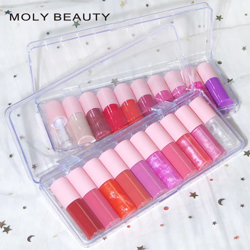 Mini Lip Gloss Set No logo Matte Glossy Lipgloss Private Label pink Cosmetics Lipgloss