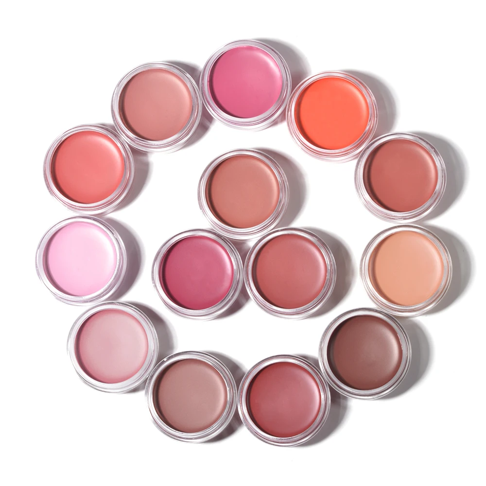 Высококачественная 14-абажурная веганская водостойкая палитра кремовых румян с многоцелевой формулой для макияжа губ щек и