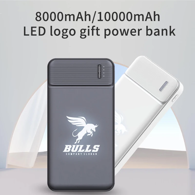 Luminous LED Power Bank 10000 MAh Shine Power Bank Custom LOGO PowerBank Promotion Marketing Gift