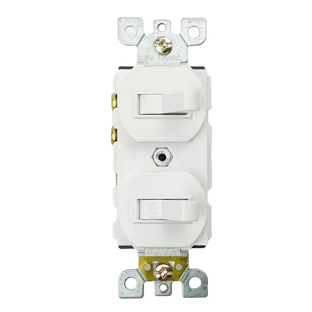 High Quality 15 Amp Combination Double Switch White