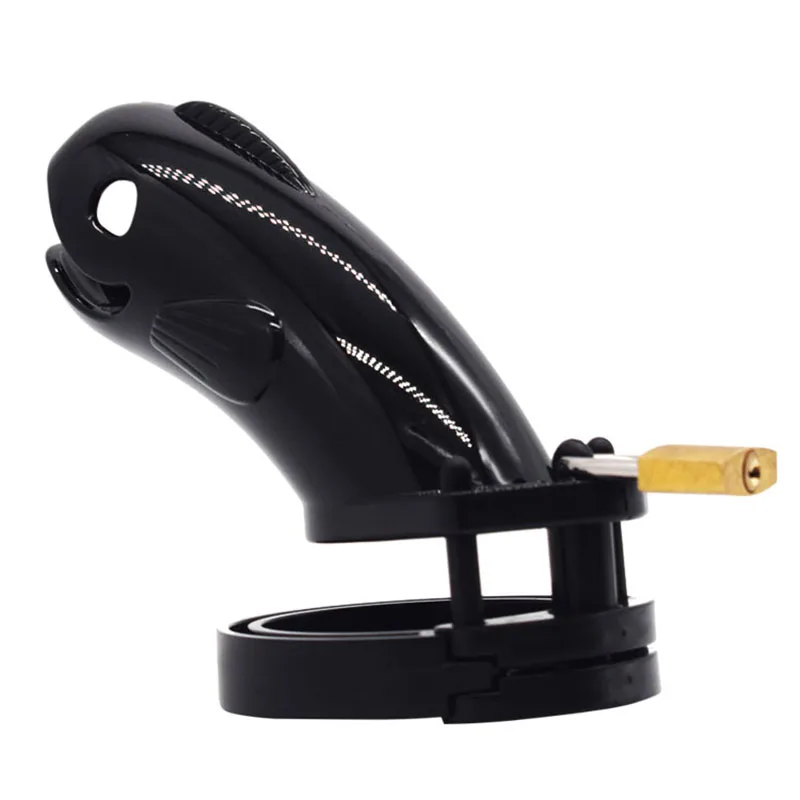 Free Custom Box - Plastic Cock Cage Male Chastity Devices for Men Pink Stomata Penis Ring With 4Size Fish Head Shape Lock