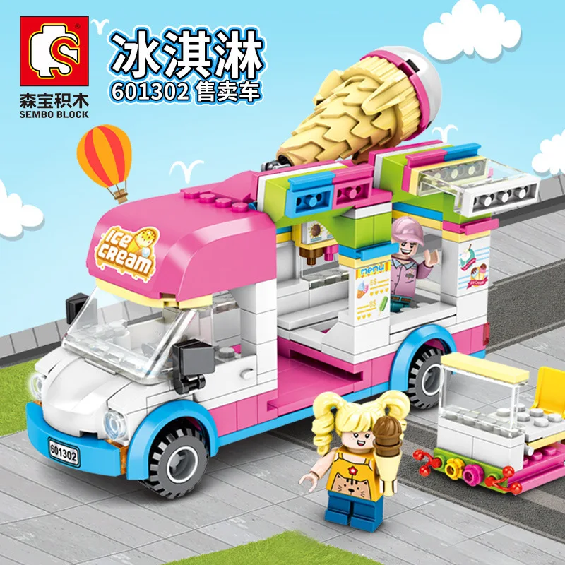 SEMBO Block ICE Cream Car Building Block City Street View DIY House Assembled Toy Gift for Kids