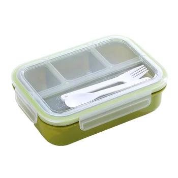 Food-Safe 4-Compartment Leak-Proof Sauce Container Plastic Utensil Set Bento Lunch Box For Adult