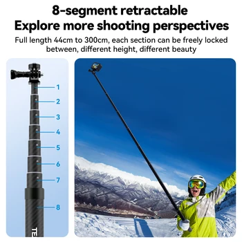 Telesin the Third Generation 3M Tube Carbon Fiber Selfie Stick  for gopro Action Camera Accessories product image