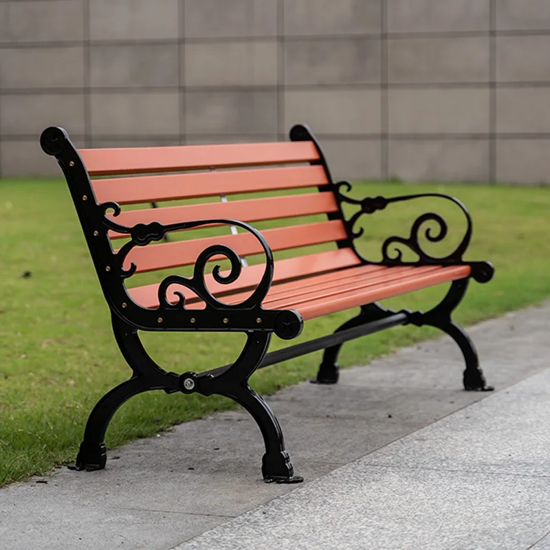 High Quality Outdoor Metal Bench Garden Park Chair with Environmental Protection Plastic Wood Wave Shape