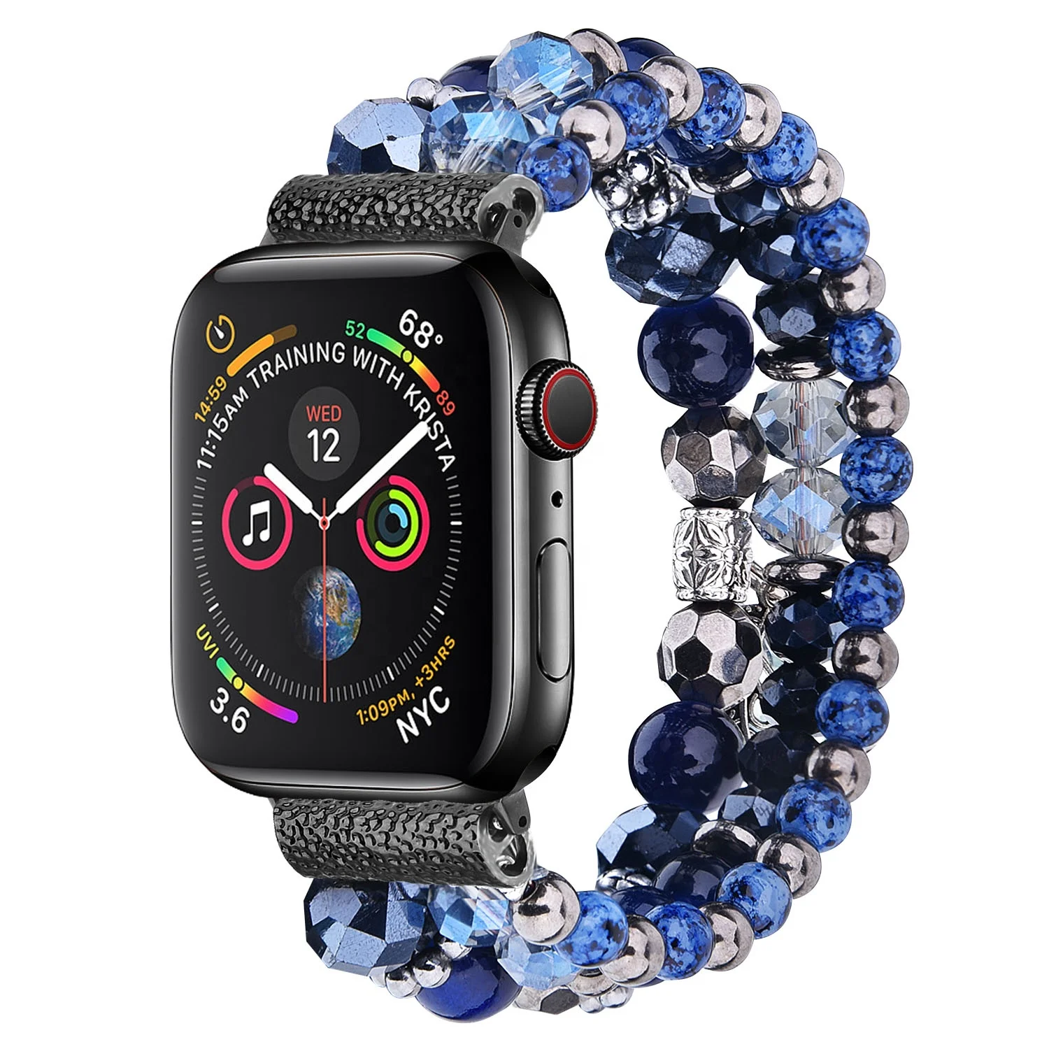 Ремешок полимерный для Apple Watch, браслет ручной работы с индивидуальными бусинами для часов, 38 мм 40 мм 41 мм 42 мм 44 мм 45 мм