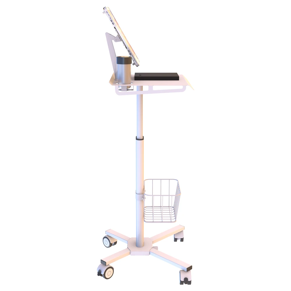 Medical Mobile Gas Spring Workstation Cart  Height Adjustment Medical Emergency Trolley for Sale Hospital Tablet Laptop Stand