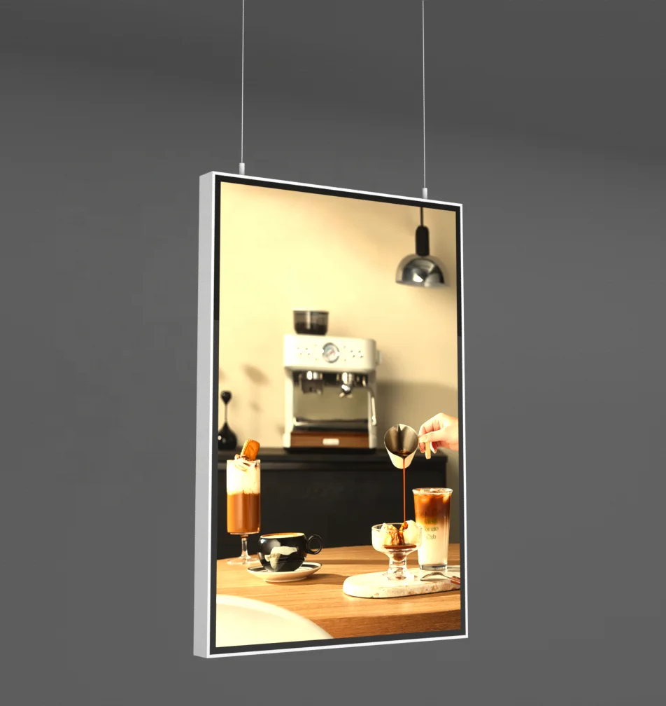 Ceiling Hanging Type Led Back Light Poster Display Double Sides Static Advertising Slim Ultrathin Menu Led Light Box