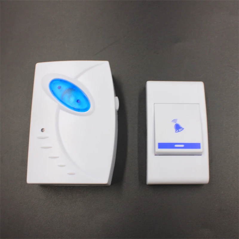 LUCKARM Blue Simple Design Battery Doorbell Wireless Door Bells 32 Melody 100M