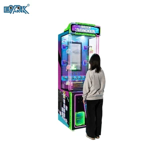 Redemption Metal Crane Arcade Skill Game Machine Kid-friendly Brick Stacker Monitor With Prize-winning Cube Redemptions