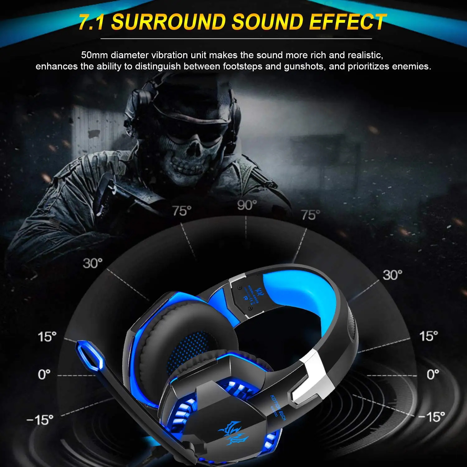 Kotion Each G2000 Gaming Headset With Mic Led Light Over Ear Wired