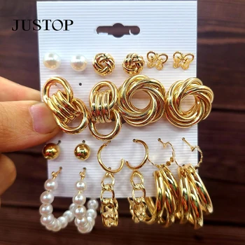 Bohemian Gold Snake Butterfly Drop Earrings Set Women Pearl Acrylic Dangle Earrings 2022 Trend Set of Earrings Jewelry