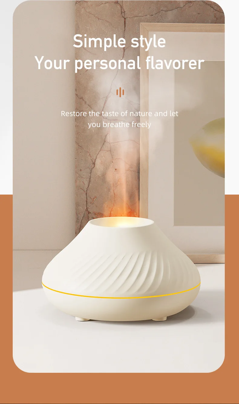 New Arrival Round Fire Flame Effect Fogging Humidifier 130ml USB ...