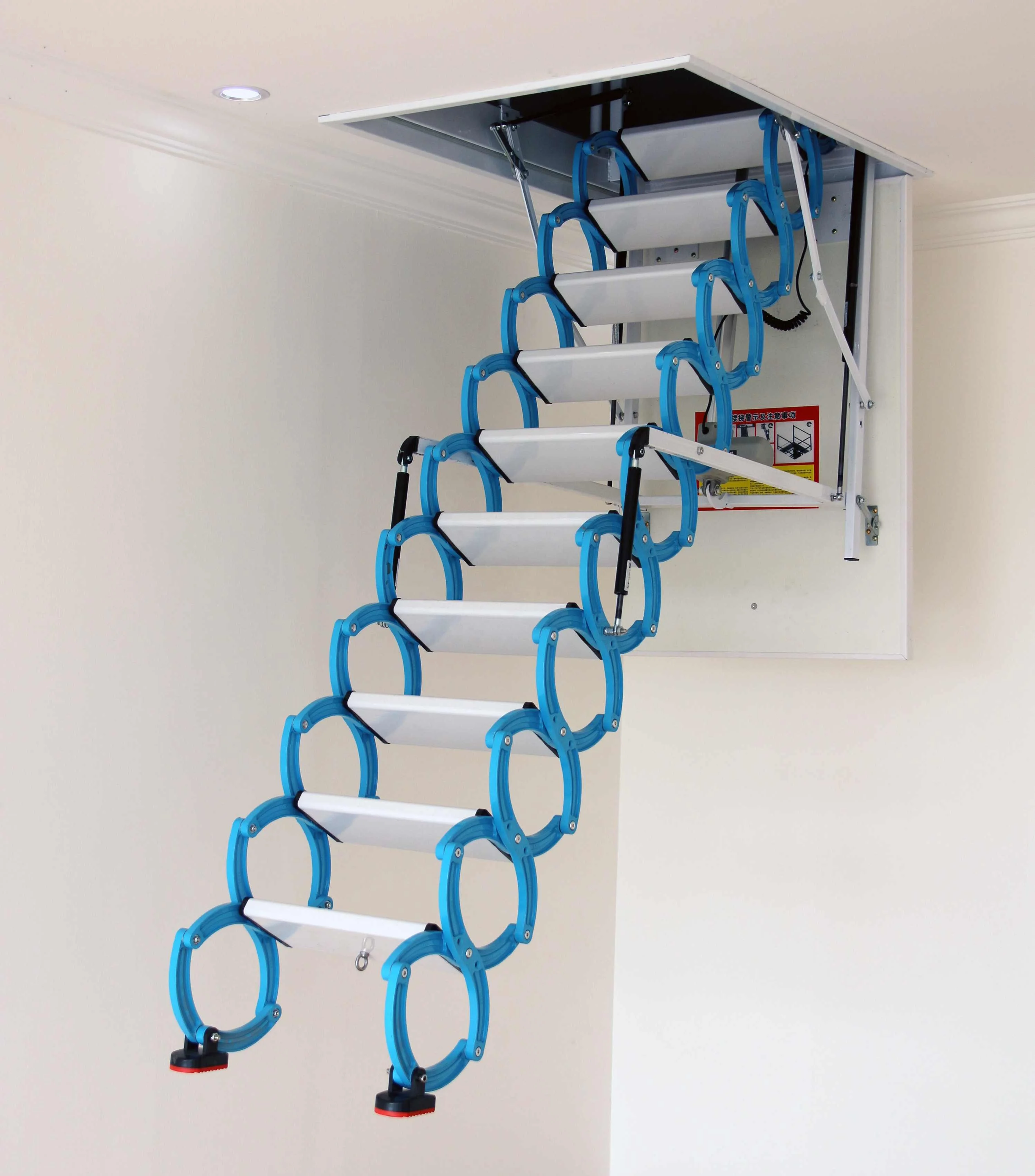 Roof Access Electric Ladder With Remote Control Attic Ladder Hinges Loft Telescopic Ladder for Townhouse