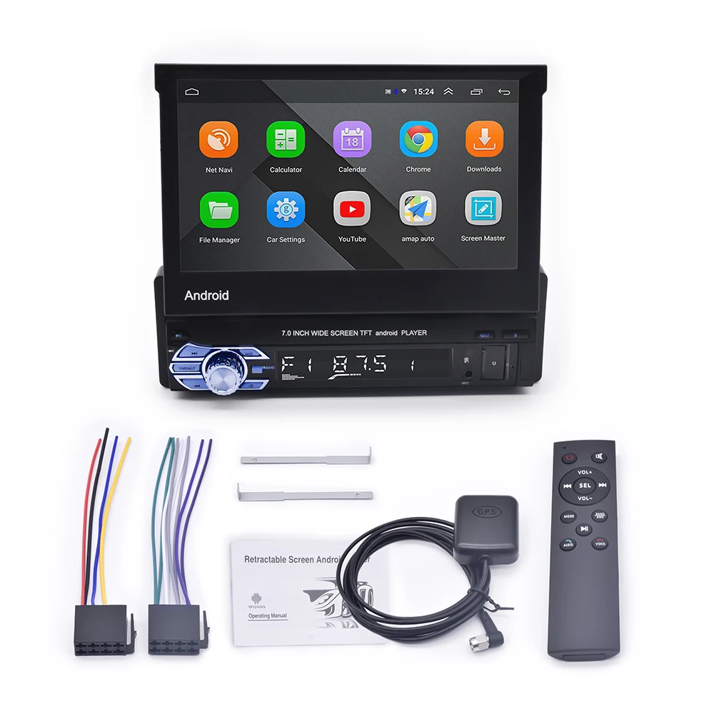 1 Din Android Car Radio 7 Inch Retractable Car DVD Player Universal Car Stereo Radio System MP5 Player With BT WIFI GPS