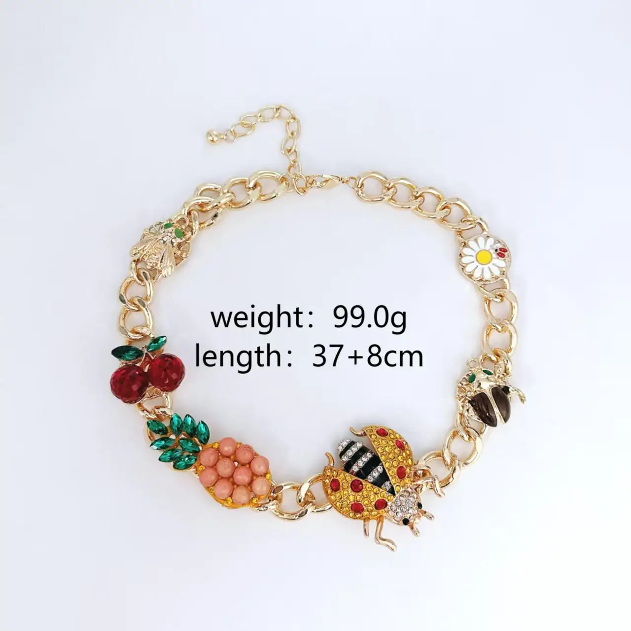 Exquisite Retro Insect Fruit Charm Necklace Set