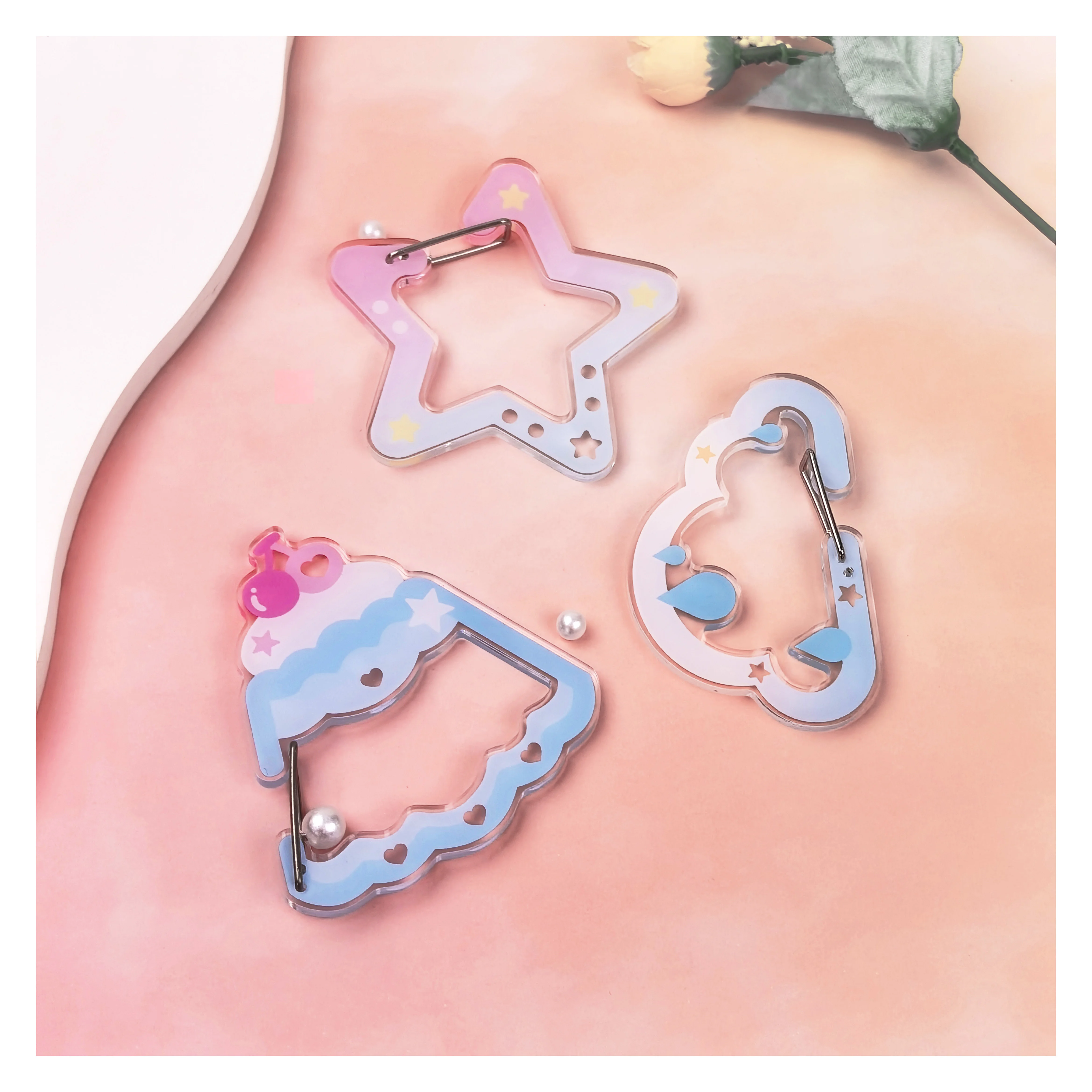 Promotional Acrylic Carabiner Custom Design Logo High-Quality Printing Custom Shape Acrylic Charm Japan Anime Carabiner
