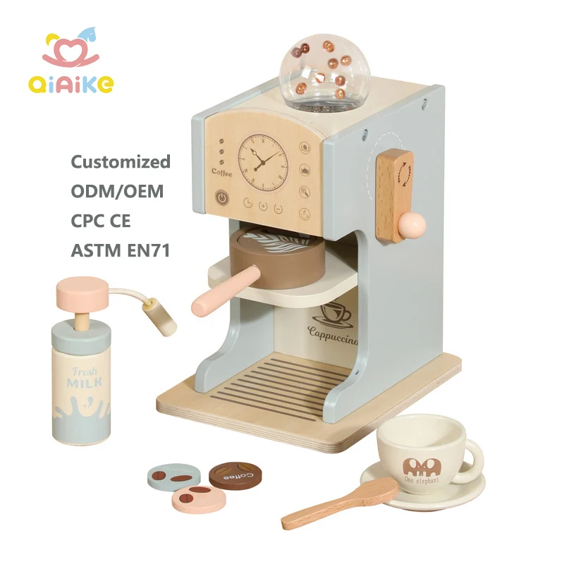 Wholesale Kids Coffee Maker Play set for Skill Development Wooden Pretend Play Kitchen Accessories for Girls & Boys