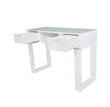 Bomacy Wholesale Nail Salon Furniture White Simple Design Glass Top Light Luxury Manicure Table