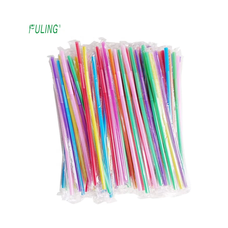 Individually Wrapped Telescope pp Smoothie Straw Jugo  Plastic Neon Colored Flex Drinking Disposable Straw