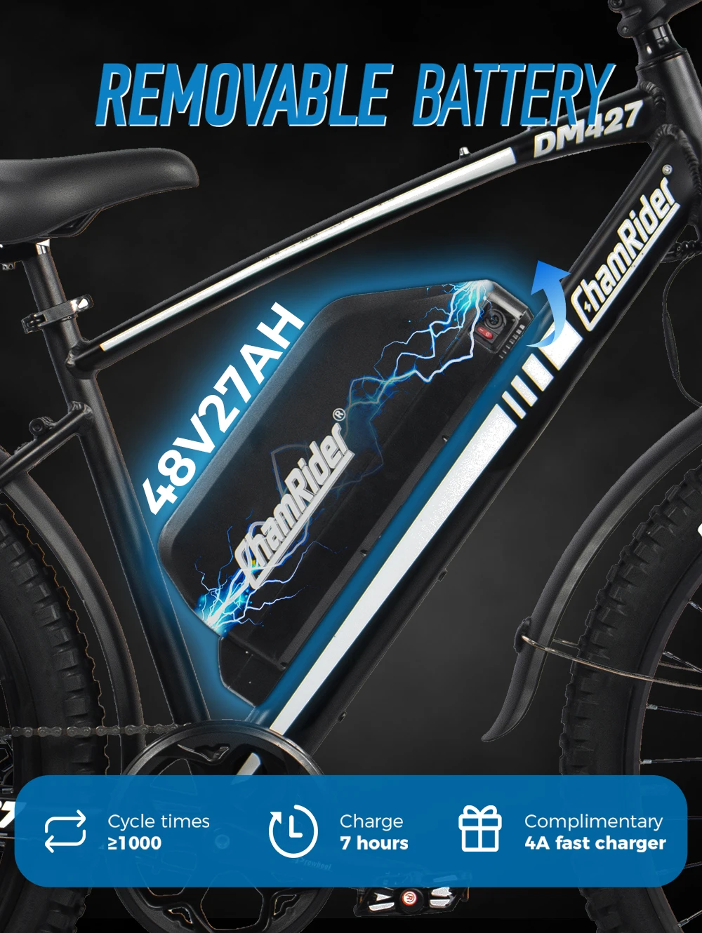 Bicicletta Elettrica ChamRider DM427 48V waterproof con sospensioni