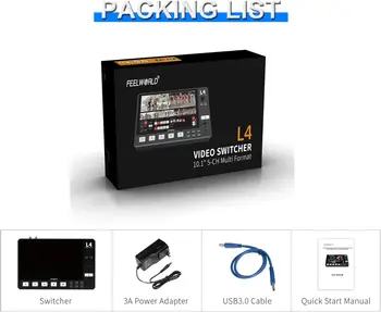 FEELWORLD L4 4x 2.0 1xSDI Video Mixer, 10.1" Touch Screen Control, Webcam Function, Custom Design Accepted product image