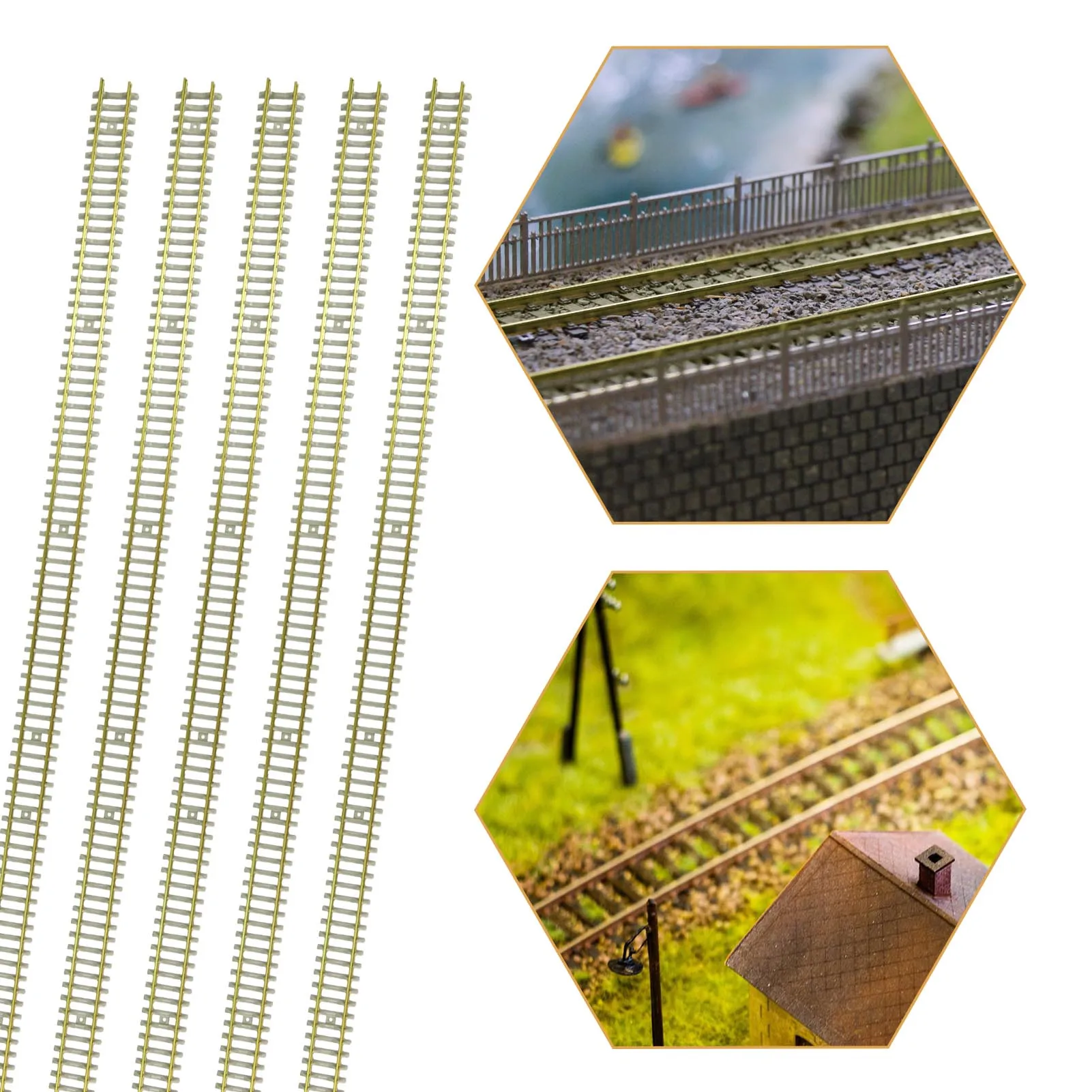 HP27N 5pcs N Scale Model Train Brass Flex Track 50cm with Rail