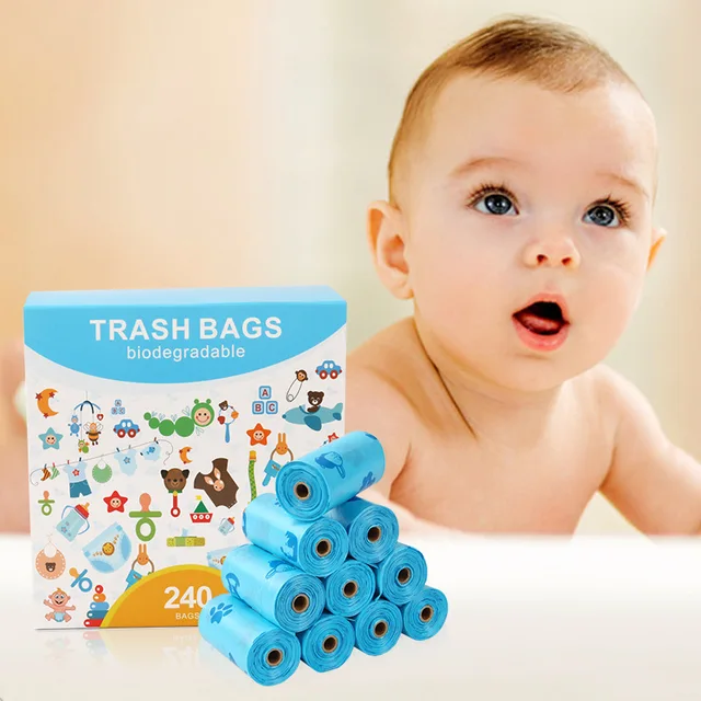 biodegradable plastic diaper pail bag large size anti-odor fresh scented baby disposal diaper bags with portable dispenser