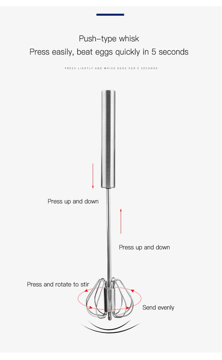 Semiautomatic Whisk Stainless Steel Hand Pressure Egg Beater Kitchen