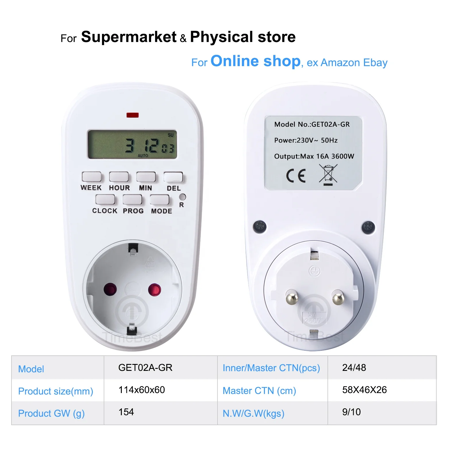 Factory Direct Supply Electronic Programmable Switch LCD Digital Timer Socket