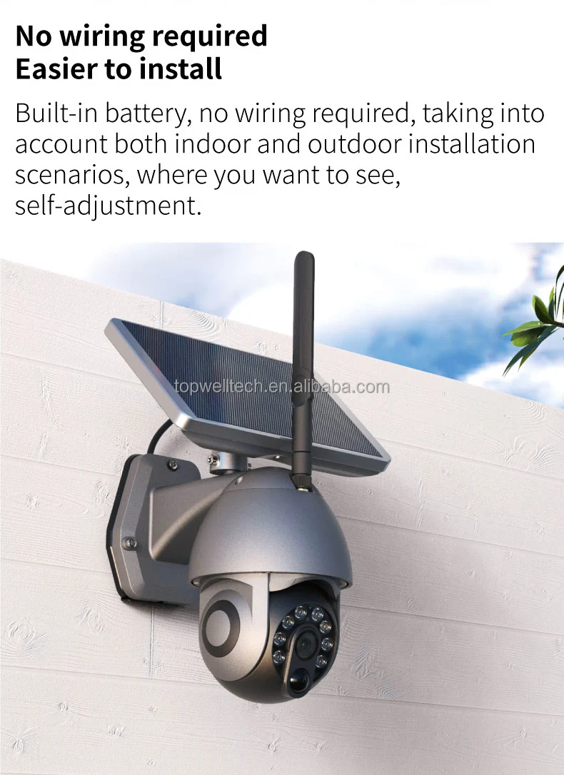 Купольная камера PTZ с ночным видением на солнечной батарее Wi-Fi 4G 4