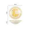 จานลึกลายดอกไม้ 8 นิ้ว - สีขาวเคลือบครีมลายดอกเรป