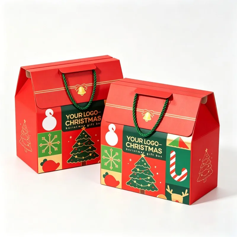 Oferta especial: cajas de regalo navideñas de alta calidad al por mayor; caja de regalo navideña con forma de sombrero y bufanda; caja de regalo impresa con tinta de soja y asa